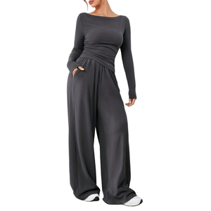 Conjunto de Sudadera con Capucha y Top Corto Estampado de Dos Piezas para Mujer, Diseño Personalizado, Alta Calidad, 100% Algodón Felpa, Invierno, Resistente al Viento, Corte Regular - Product Image 1
