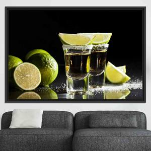 <b>Printed</b> Canvas <b>Art</b>: Tequila Shot & Lime Kitchen Decor,BLACK FRAMED CANVAS - Product Image 1