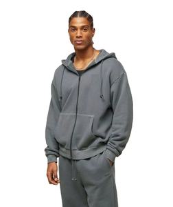 Sweat à capuche zippé en coton épais personnalisé OEM pour hommes imprimé délavé à l'acide avec col à capuche Style hivernal - Product Image 1