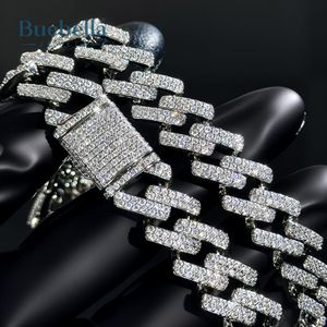 Collar de cadena cubana de diamante de moissanita de 14mm chapado en oro blanco de 14 quilates de plata 925 Premium para hombre con cierre de caja - Product Image 2