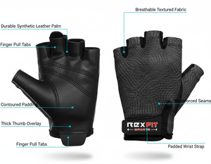 Gants de sport REXFIT SPORTS, gants de musculation pour hommes et femmes, soutien du poignet, entraînement physique, traction - Product Image 5