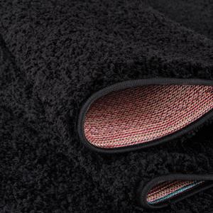 Tapis rectangulaire noir en peluche fait main industriel pour salon, couloir, chevet - Product Image 3