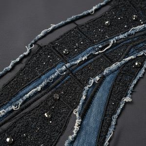 Sweat-shirt à capuche en molleton respirant et écologique pour homme, patchwork en coton, ourlet brut, broderie usée, coupe ample, pull-over - Product Image 4