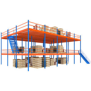 מתכת תעשייתית אטטי אחסון מדפי רצפה מזנין מדפים עם מדרגות פלטפורמת פלדה ריצוף עבור מיסוך מחסן - Product Image 1