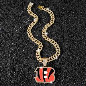 Colgante de Moissanita Cincinnati Bengals, Chapado en Oro de 14K, Accesorios de Moda Punk Hip-hop, Amuleto de Campeonato Plateado, Regalo Unisex - Product Image 3