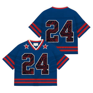 เสื้อฟุตบอลอเมริกันแบบใหม่ปี 2026 พิมพ์ลายดิจิทัล สีน้ำเงิน ผ้าตาข่าย - Product Image 1