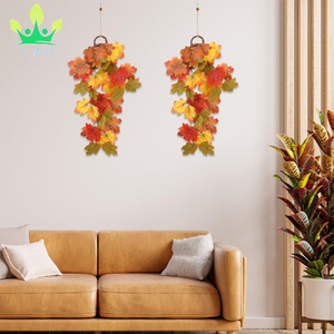 4 confezioni di foglie autunnali appese alla parete piante artificiali appese foglie d'acero viti piante autunnali ringraziamento foglie di acero ghirlande decoro - Product Image 3