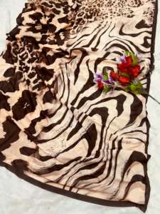 New Arrival Vichitra Digital Floral Print Sarees Soft Ethnic <b>Bandanas</b> - Product Image 5