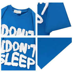 100% coton Oem Tshirt personnalisé 3D mousse bouffée impression unisexe à manches courtes hommes grande taille T-shirts unisexe - Product Image 4