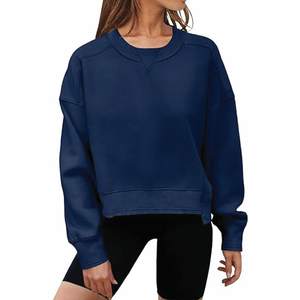 Sudadera de algodón de gran tamaño para mujer, jersey de manga larga con cuello redondo, precio barato al por mayor personalizado para uso diario de invierno OEM - Product Image 1