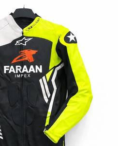 Combinaison de course de moto en cuir noir jaune néon, une pièce, professionnelle, pour la piste, combinaison de protection pour motard, fabricant OEM - Product Image 4