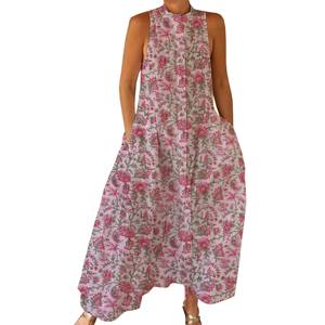 Mono sin Mangas 100% Algodón con Estampado Floral Hecho a Mano, Ropa Urbana Transpirable, Comodidad para Todo el Día, Atemporal BPJS025 - Product Image 1