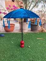Boho Table Top Parapluie Velours Glands Balinais Ombre Plage Décor Mini Parasol Table De Mariage Velours Bois Stand Rajasthani Décor