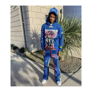 เสื้อมีฮู้ดแบบมีซิปสำหรับผู้ชาย3D ผ้าฝ้ายบ็อกซี่พิมพ์ลายพัฟขนาดใหญ่สำหรับ500Gsm ออกแบบได้ตามต้องการ - Product Image 2