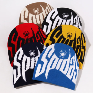 Bonnet d'hiver unisexe personnalisé, bonnets acryliques chauds brodés à la main, conception jacquard de festival d'araignée pour le ski, la randonnée et le cyclisme - Product Image 1