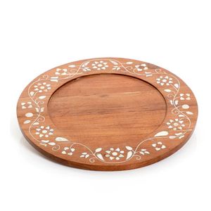 Bandeja de chocolate grabada de madera con incrustaciones de madreperla de diseño moderno, regalo llamativo para las vacaciones de Ramadán Eid - Product Image 2