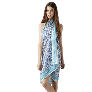 Fashionable Summer Sarong Printed Beach Swimwear Made of Friendly <b>Fabric</b>-Polyester Pareos for Wholesale From India - Product Image 6