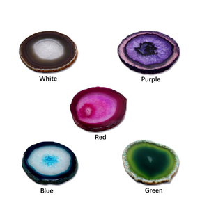 Ágata Natural para cocina, accesorio de Arte de gemas, rebanada de ágata verde, posavasos con revestimiento de oro, regalo, venta al por mayor - Product Image 5