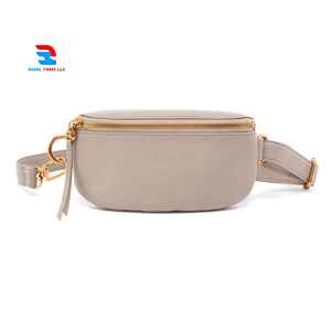 Unisex Genuine <b>Leather</b> Zipper Closure Waist <b>Cross</b> <b>Body</b> <b>Bag</b> | Outdoor Waterproof Sling <b>Bag</b> with Custom Logo Hip-Hop Style - Product Image 1