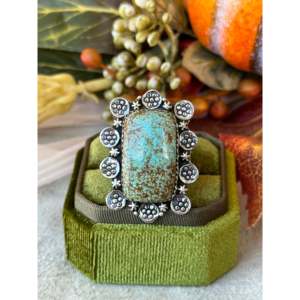 Southwest Handmade Turquoise <b>Sterling</b> <b>Silver</b> <b>Adjustable</b> Cluster <b>Ring</b> - Product Image 1