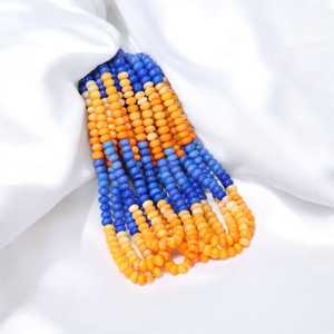 ลูกปัดอัญมณีสีฟ้าสีส้มเงาโอปอลแบบเรียบเส้นพลอยหลวม7มม. ถึง10มม. สำหรับทำเครื่องประดับอินเดียขายส่ง - Product Image 6