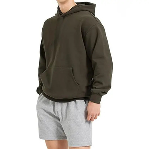 Sweat à capuche en coton surdimensionné de luxe en gros pour hommes Impression personnalisée en relief Design épaules tombantes Style formel d'hiver - Product Image 4