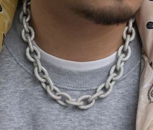 Cadena Cubana Hip Hop para Hombre de Oro Blanco de 14K y Plata de Ley 925, 16mm 22 pulgadas, con Colgante de Moissanita VVS1, Excelente Tacto - Product Image 1