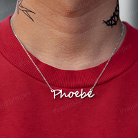 Pendentif personnalisé en moissanite avec nom en écriture cursive, en argent sterling 925, style hip-hop, serti pavé, cadeau unisexe, fabriqué en Inde