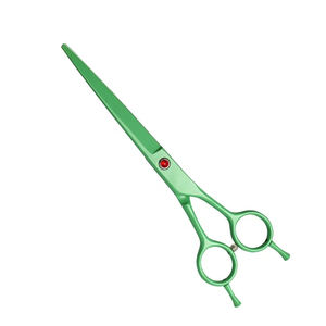 Ciseaux de toilettage enduits de couleur verte à lames droites en acier inoxydable Ciseaux de toilettage pour animaux de compagnie avec repose-doigt double - Product Image 1