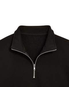 เสื้อสเวตเตอร์ขนแกะแบบสวมหัวมีซิปสำหรับผู้ชายเสื้อสวมหัวผ้าฝ้ายสีดำนุ่มใส่โลโก้ได้ตามต้องการ - Product Image 5