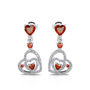 Jeulia I Carry Your Heart Double Heart Sterling Silver Fine Stud <b>Earrings</b> - Product Image 1