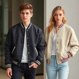 Chaqueta universitaria personalizada, combo de lana y cuero, forro interior de poliéster cálido, Parche de chenilla bordado, logotipo personalizado, estilo béisbol - Product Image 4