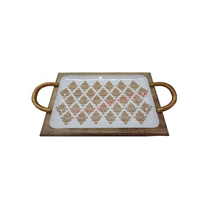 Plateau de service en métal à imprimé floral, qualité standard, fabriqué en Inde, écologique, personnalisable, vaisselle de table, articles de service – Vente chaude - Product Image 6