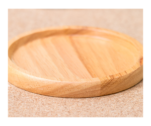 Plateau en bois d'acacia avec assiettes rondes Assiette de présentation légère et écologique pour sandwichs, collations, desserts, nettoyage facile - Product Image 2