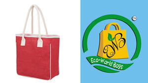 High Quality <b>Jute</b> <b>Tote</b> <b>Bags</b> with Fashionable Geometric Logo Print Price Made in West Bengal India - Product Image 6
