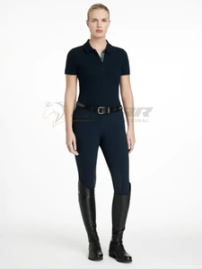 Elegante camisa Ecuestre para mujer, camiseta de verano transpirable, ligera, elástica, para montar a caballo, camisetas atléticas de secado rápido que absorben la humedad - Product Image 6