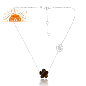 Collar con colgante de piedras preciosas amarillas de ojo de tigre Natural de Plata de Ley 925 de Plata de Ley, joyería personalizada para mujer, regalo para ella - Product Image 3