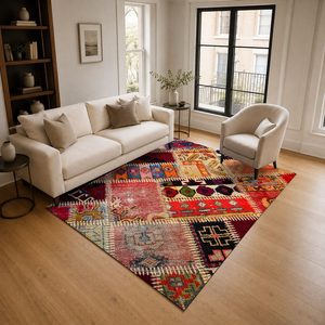 <b>RUGS</b> DEPOT LXDP-0564 Wholesale Red Burgundy Modern Vintage Digital Printed Machine Washable Chenille Area <b>Rug</b> <b>Non</b> <b>Slip</b> - Product Image 2