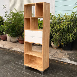 Rubberwood <b>Bookshelf</b> with Iron Base KS68155 Standing Type for Living Room Installation - Product Image 5