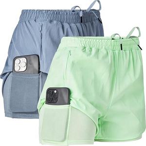 Shorts 2 en 1 Vintage de Cintura Media para Mujer con Bolsillo Oculto en el Forro, Diseño de Lazo en Algodón Transpirable - Product Image 1