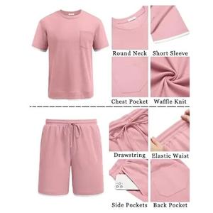 Camiseta y conjunto corto para hombre, camisetas de manga corta a la moda de verano de 2 piezas para hombre, tela tejida personalizada, informal, Color sólido de alta calidad - Product Image 6