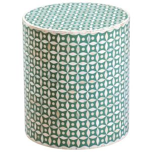 Table d'appoint de lit en bois fabriqué à la main bleu blanc vadrouille incrustation d'os Design floral pour tabouret de salon meuble armoire directe - Product Image 4