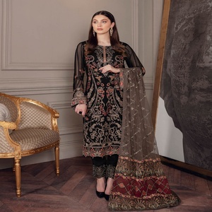 ชุดทางการสำหรับงานปาร์ตี้ซาลวาร์ Kameez หรูหราตราปากีสถานของแท้เชฟรอนวอลลุ่ม-5ผ้าชีฟอง3ชิ้นเย็บเต็ม - Product Image 3