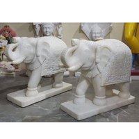 Statue d'éléphant en marbre blanc pour décoration extérieure, éléphant décoratif sculpté à la main en marbre, grande statue d'éléphant en marbre