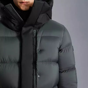 Chaqueta de Invierno Acolchada de Lona de Alta Calidad con Cuello Alto y Patrón de Letras, Logotipo Personalizado en la Parte Delantera, Servicio OEM - Product Image 5