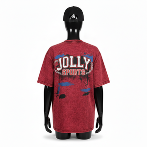 Chemise pour femme en coton jersey délavé à l'acide, 200 GSM, tissu doux et respirant, rouge vintage, logo imprimé sur écran personnalisé, respirant - Product Image 2