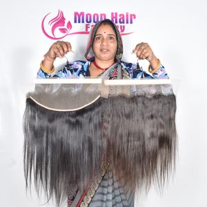 Prix de gros d'usine, extensions de cheveux humains 100% authentiques, naturelles, non traitées, frontales droites, fournisseur indien brut, par l'exportation - Product Image 5