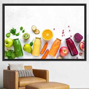 Toile imprimée : Décoration de cuisine avec des fruits et légumes vibrants, toile encadrée noire - Product Image 1