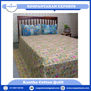 Último Diseño Directo de Fábrica, Kantha Indio de Algodón Estampado a Mano, Tamaño Queen, en Venta al Precio Más Bajo - Product Image 4