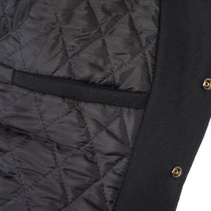 Haute qualité noir pure laine Varsity Letterman Bomber manches en cuir véritable CollegeBaseballjacket pour hommes livraison DDP - Product Image 4
